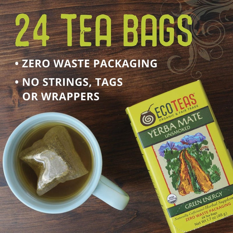ECOTEAS Organic Yerba Mate Unsmoked Tea Bags - Image 3